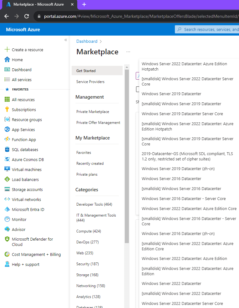 Deploy a VM from the Azure Marketplace