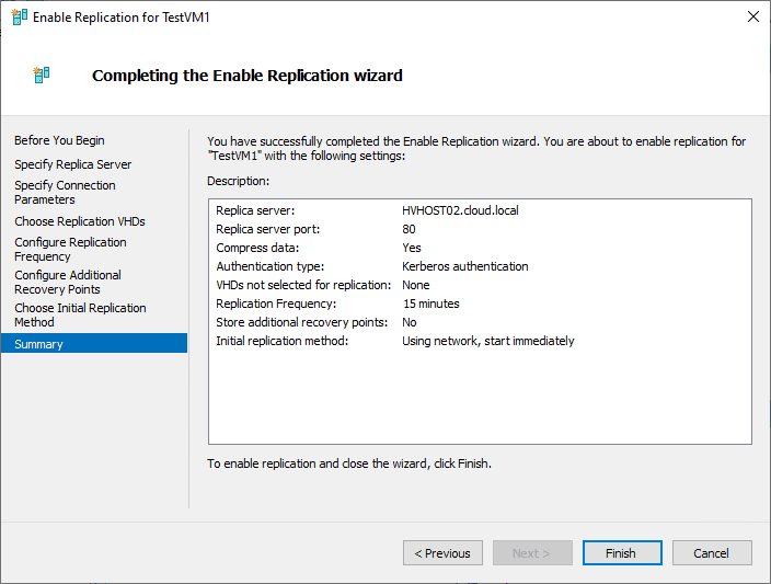 Configure Hyper-V Replication