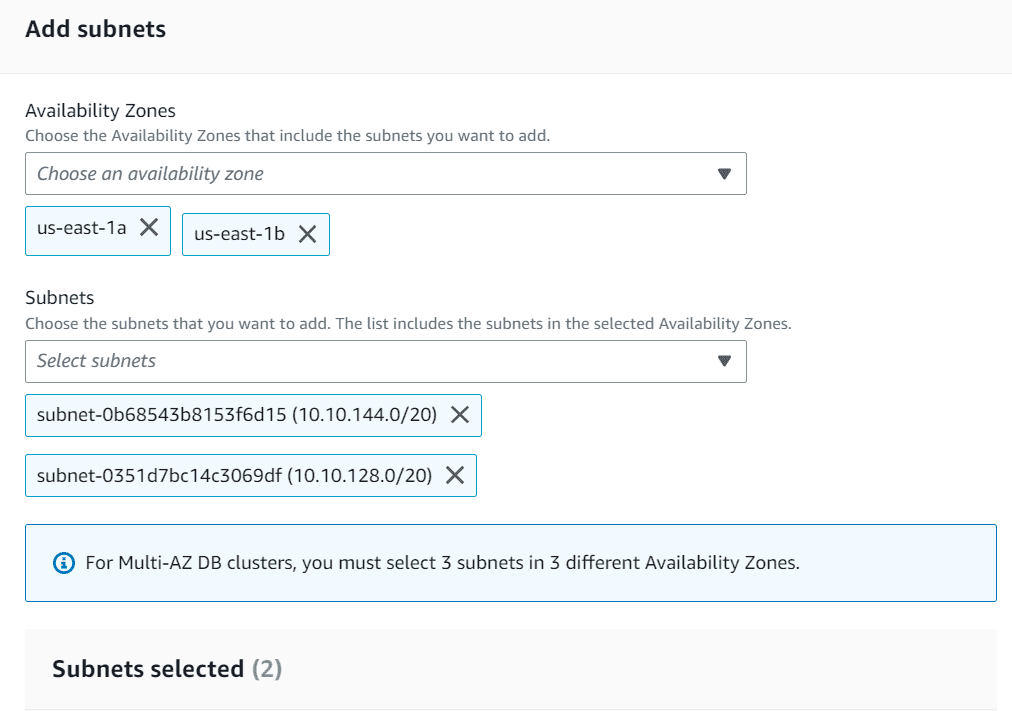 how to create Database instance aws