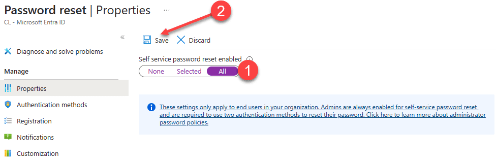 Microsoft Entra Self Service Password