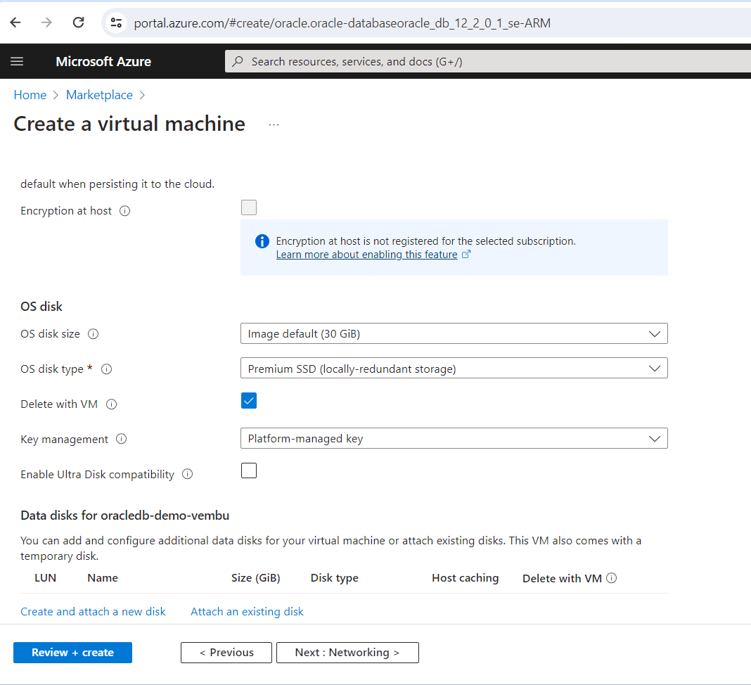 Deploying Oracle database in Azure Infrastructure