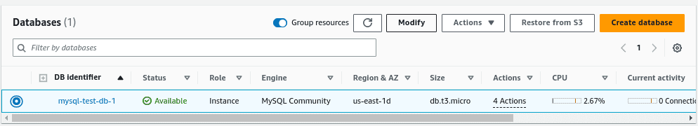 AWS RDS MySQL