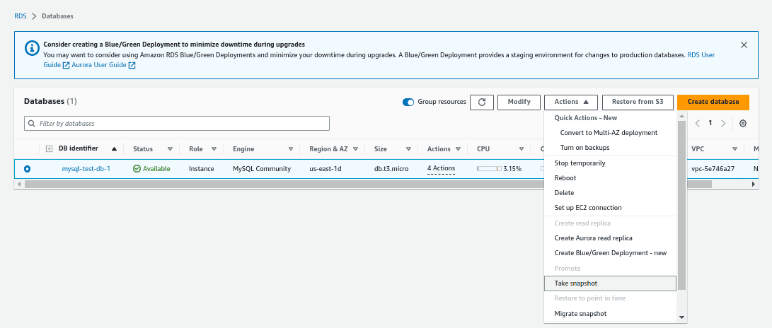 AWS RDS MySQL