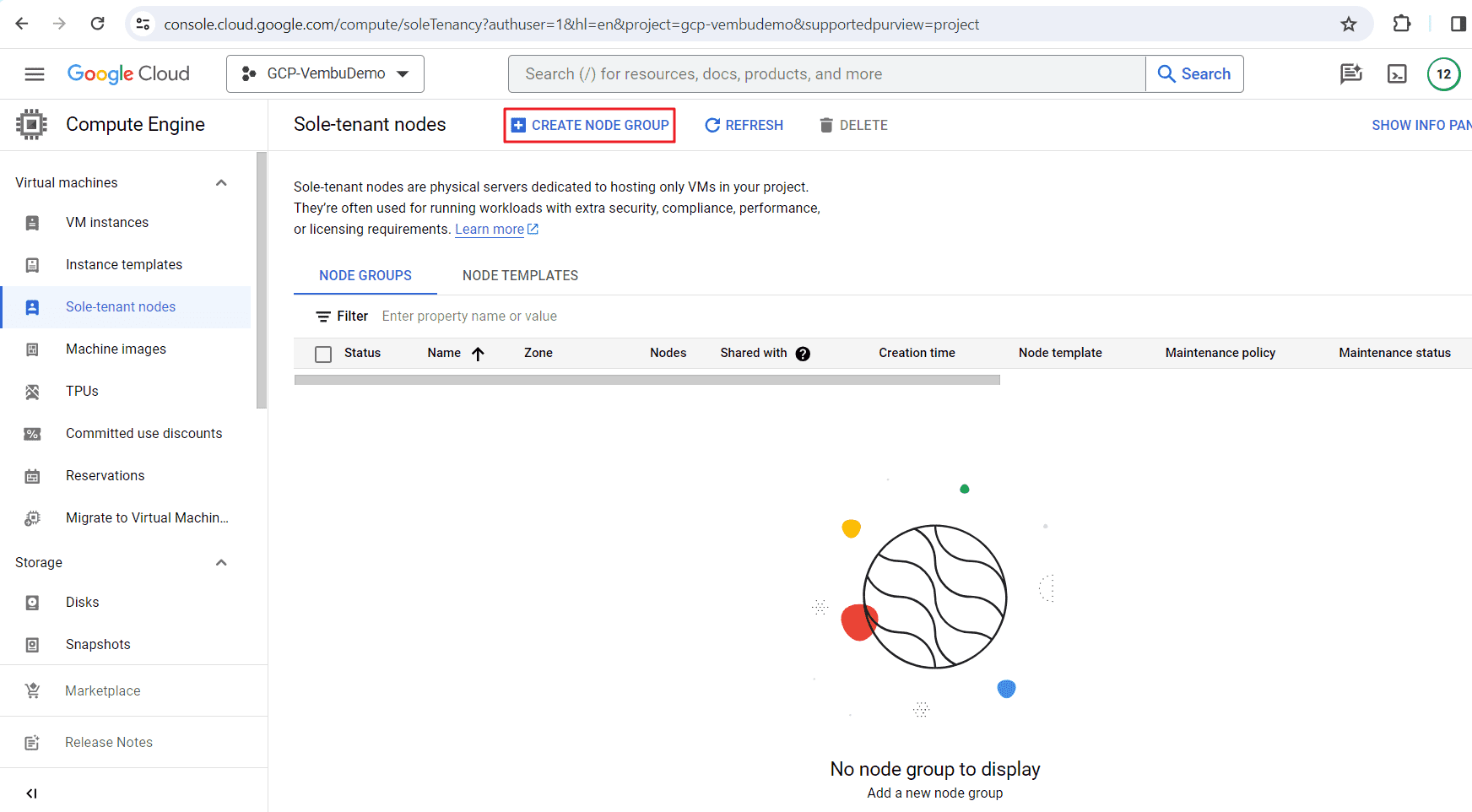 GCP Sole tenant nodes