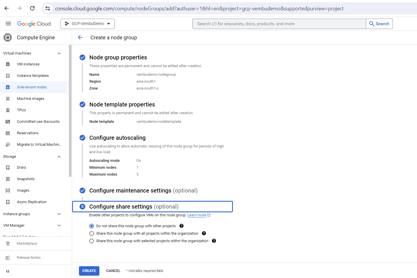 GCP Sole tenant nodes