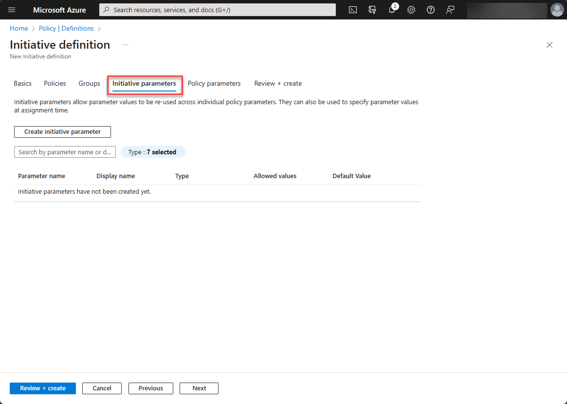 Azure Policy definition