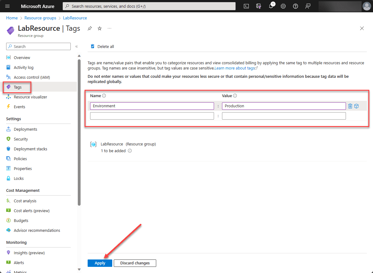 Azure Resource Tags