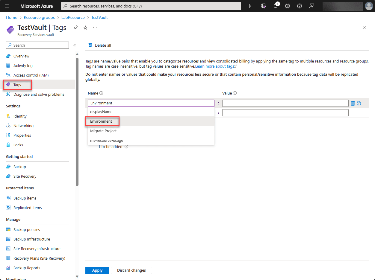 Azure Resource Tags