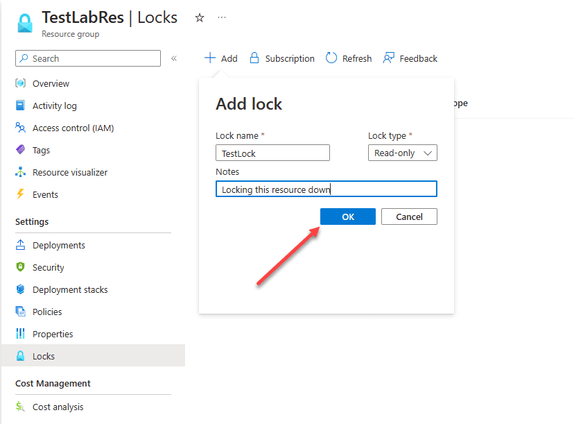 Microsoft Azure Resource Lock