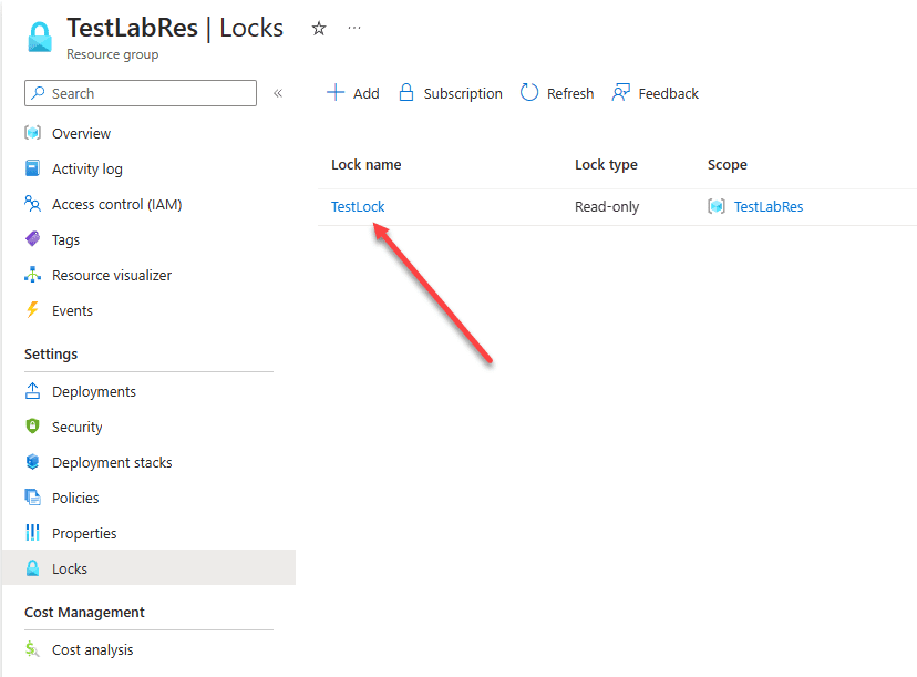 Microsoft Azure Resource Lock