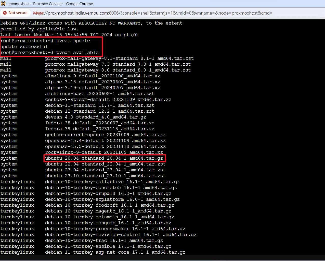 LXC Container in Proxmox host 