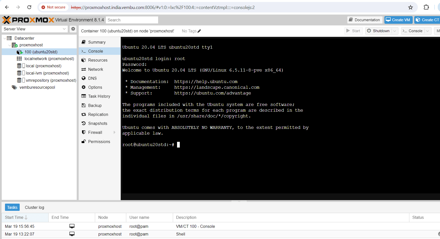 LXC Container in Proxmox host 