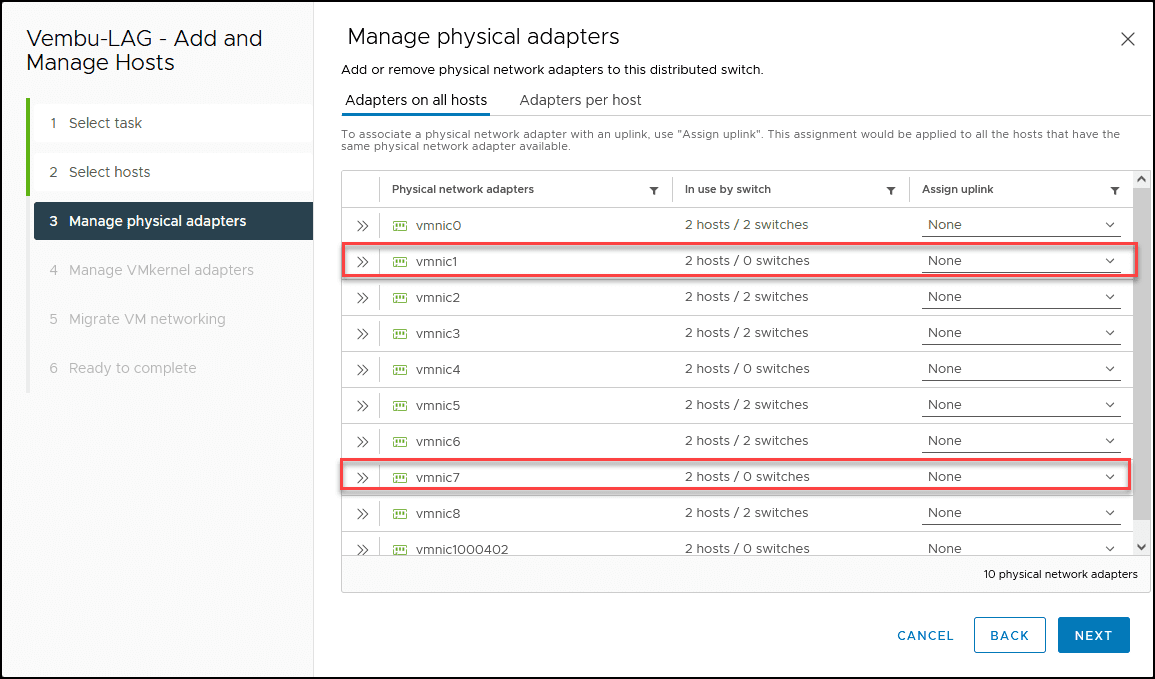 VMware use LACP in vDSwitch