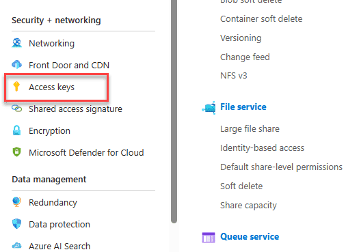 Azure Storage Access Keys