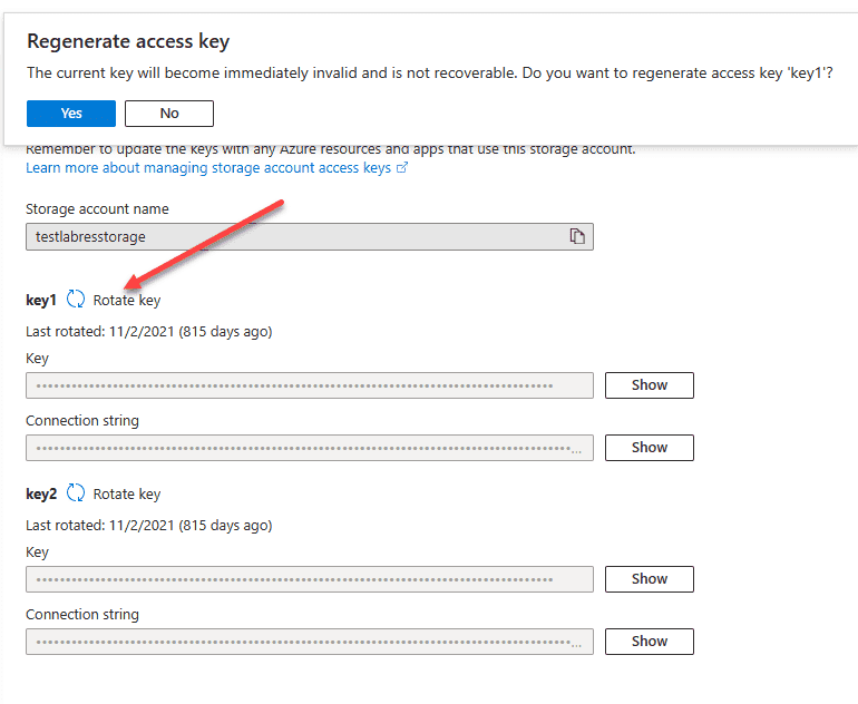 Azure Storage Access Keys