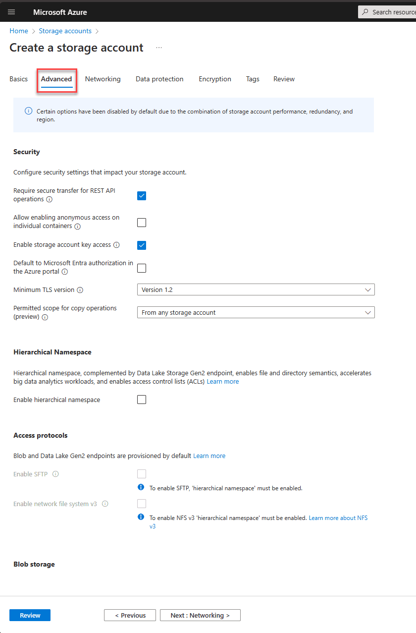 Create Azure Storage Accounts