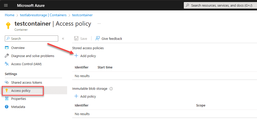 Configure Storage Access Policies