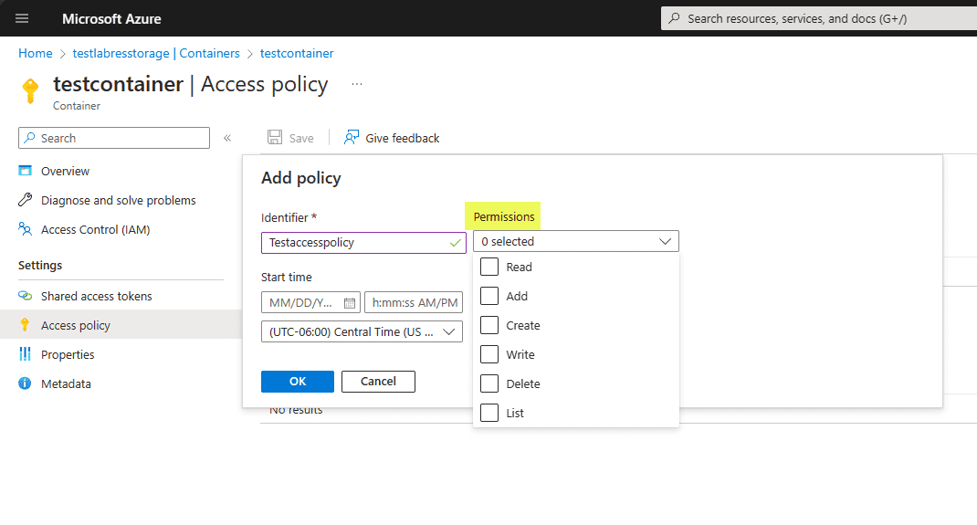 Configure Storage Access Policies