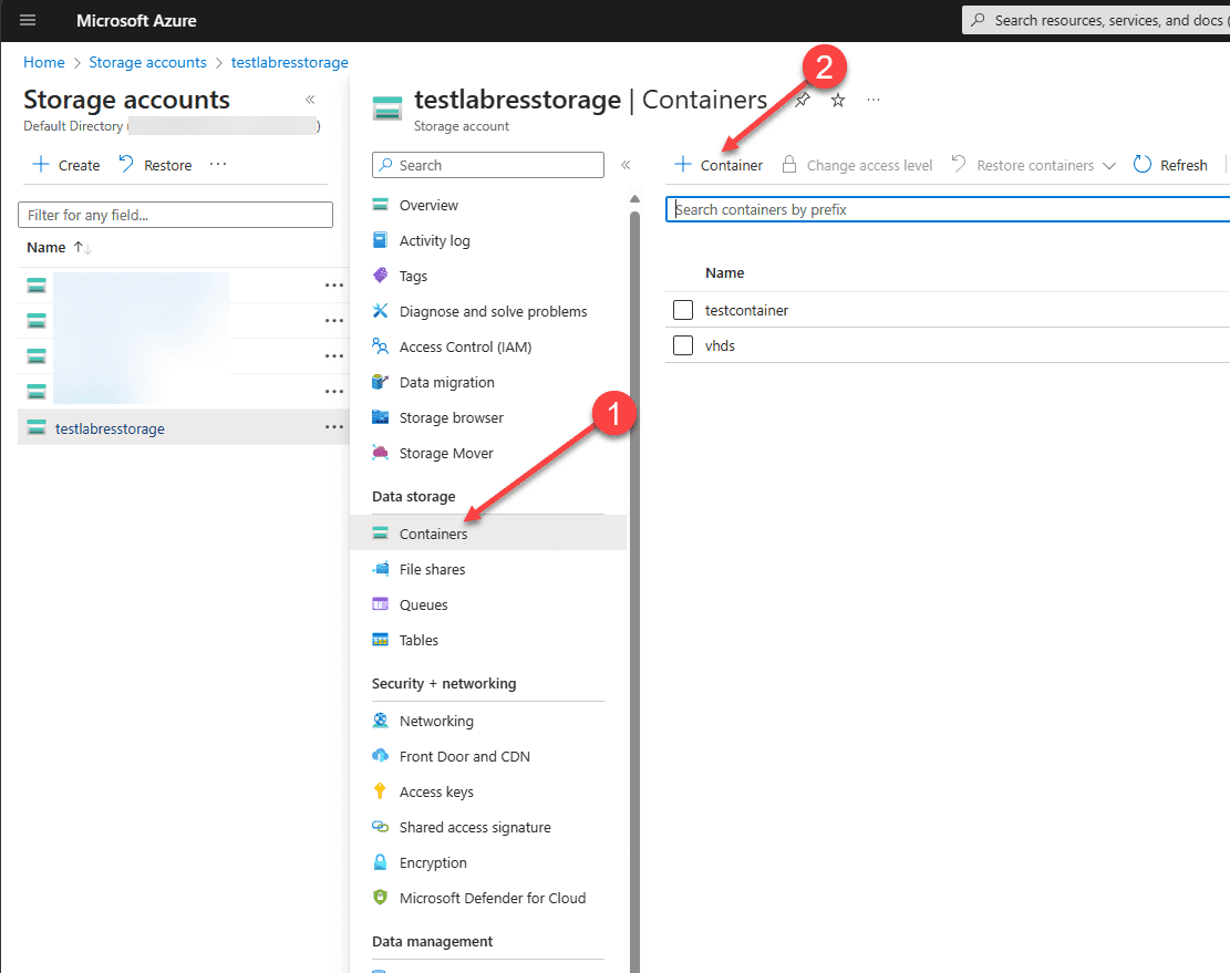 Container in Azure Blob storage