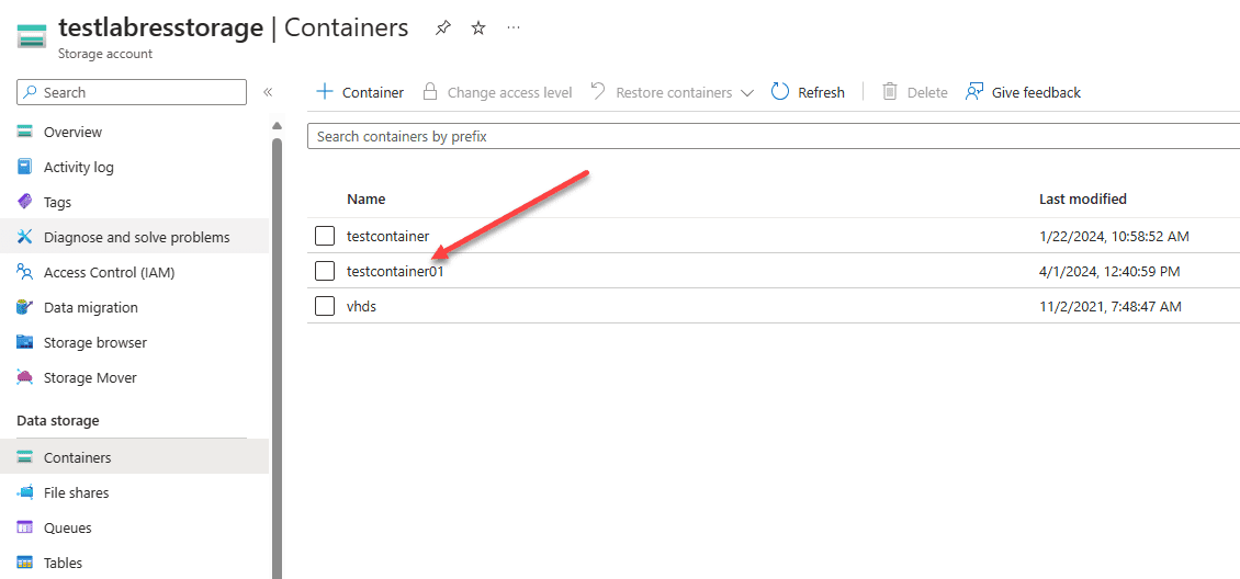 Container in Azure Blob storage