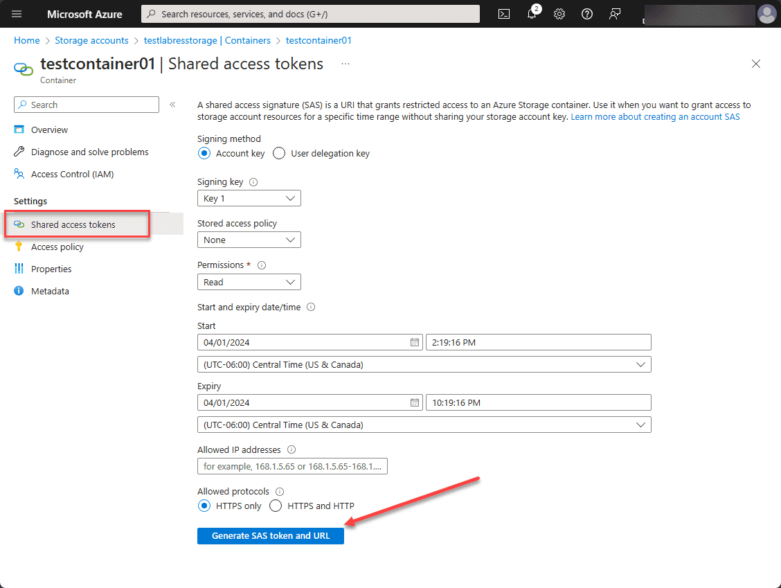 Container in Azure Blob storage