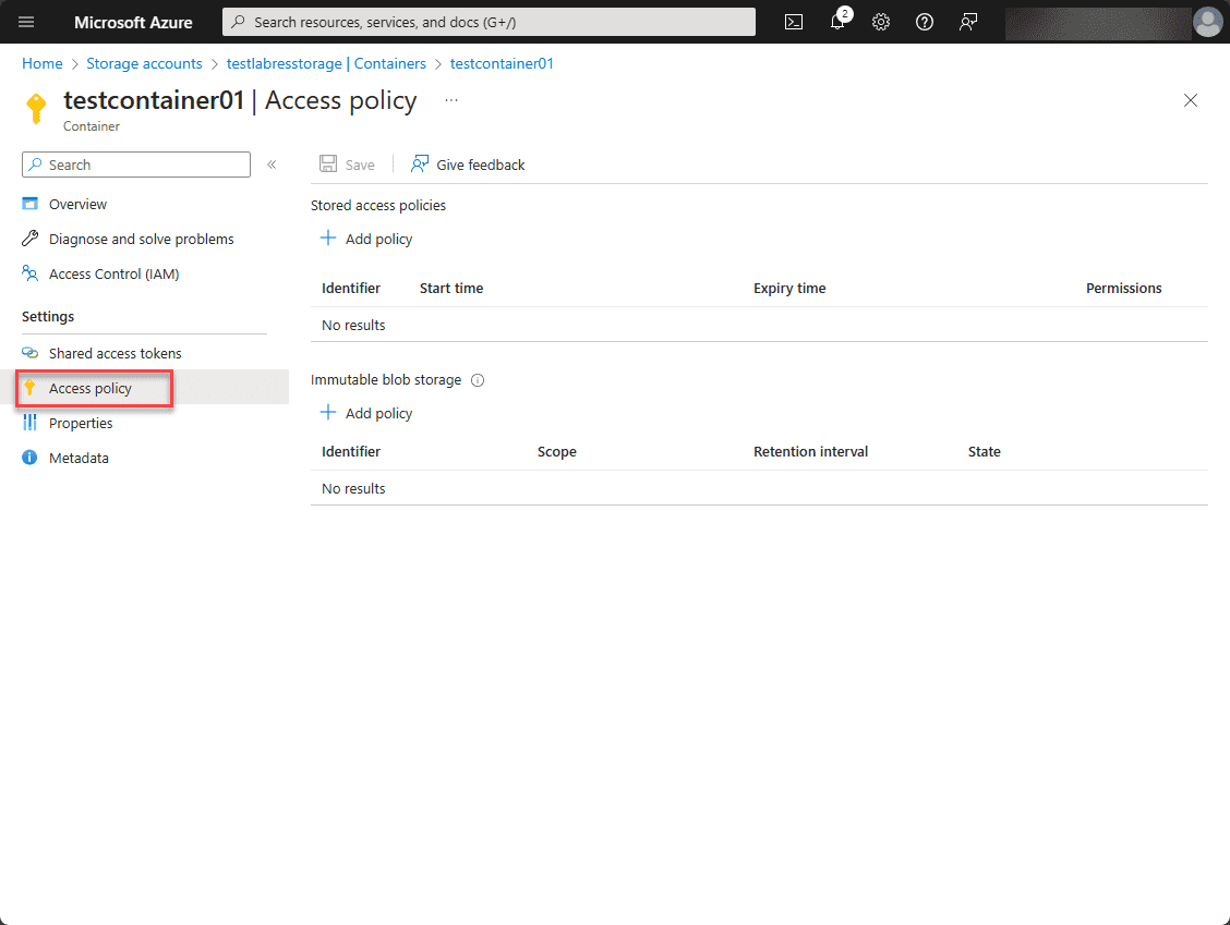 Container in Azure Blob storage