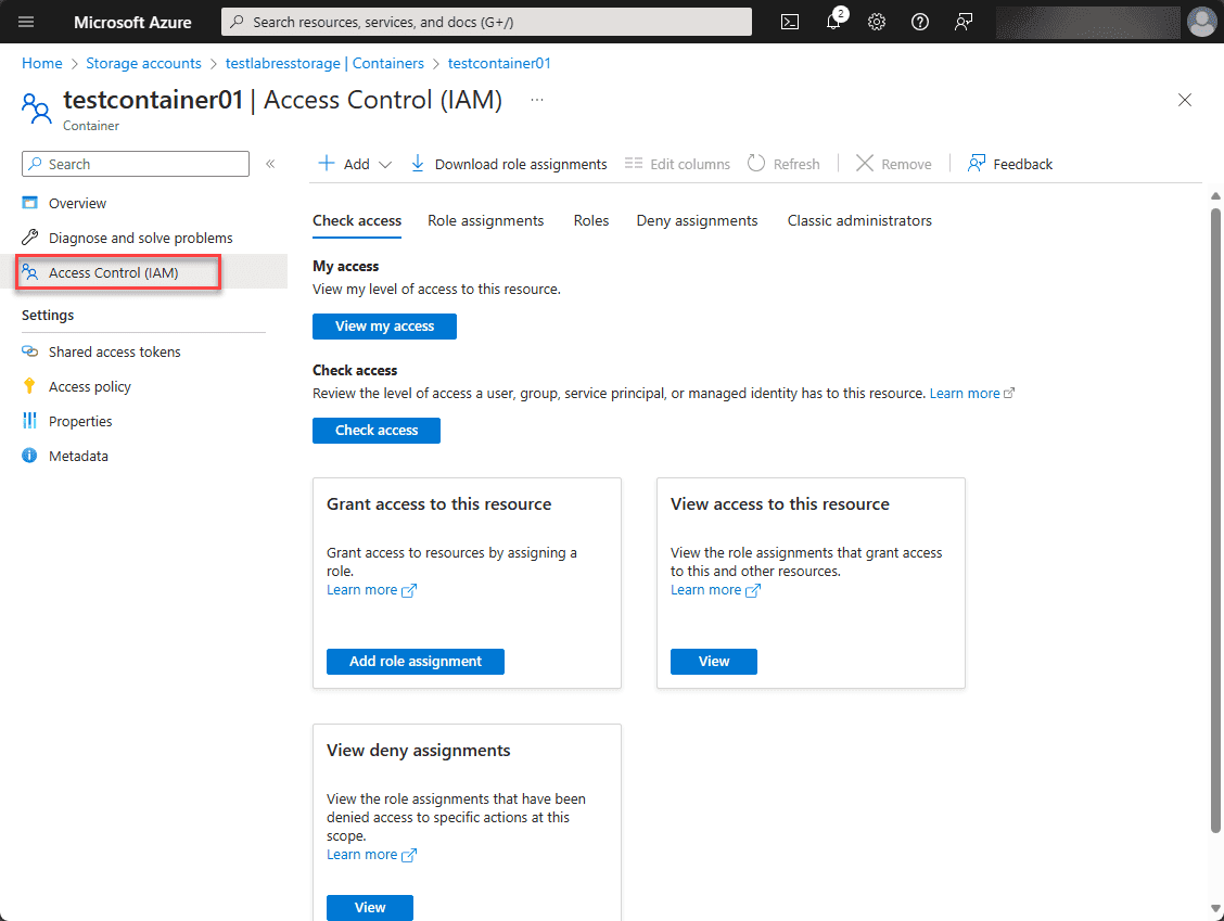 Container in Azure Blob storage