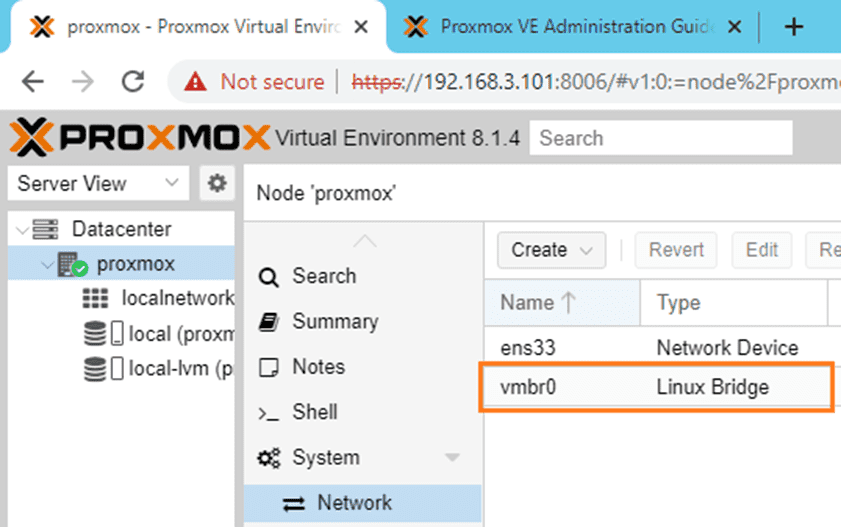 Configuration in Proxmox VE 8.1