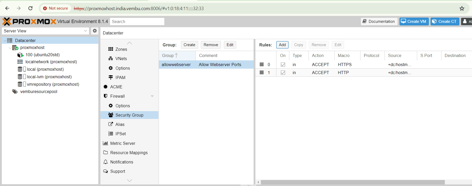 Proxmox Firewall