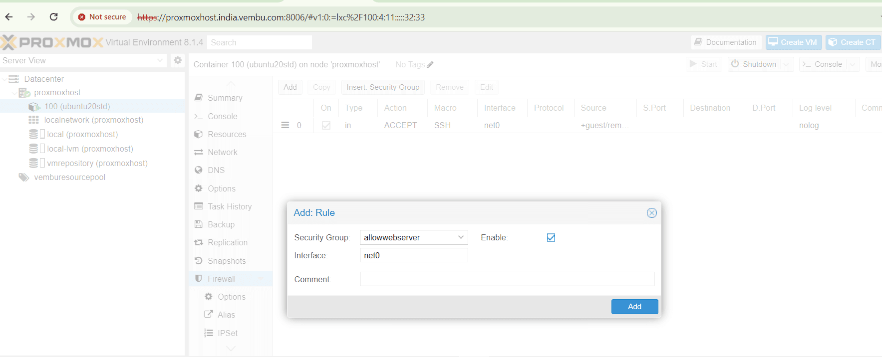 Proxmox Firewall