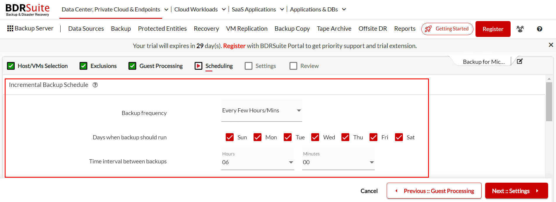 Linux Backup workload