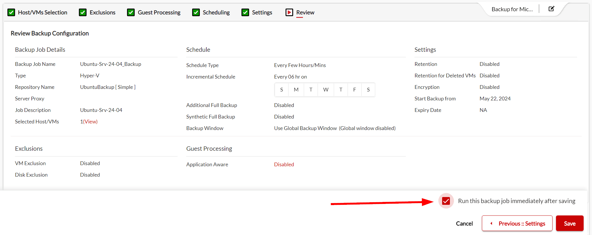 Linux Backup workload