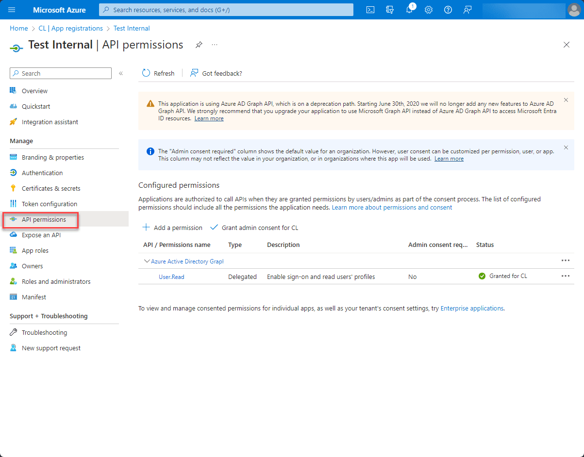 Azure App Registration Permissions