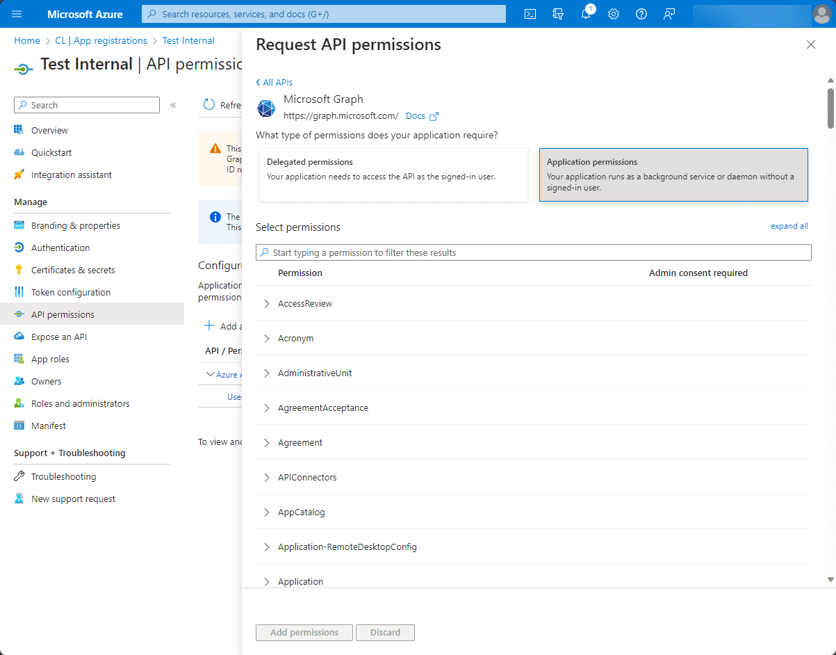 Azure App Registration Permissions