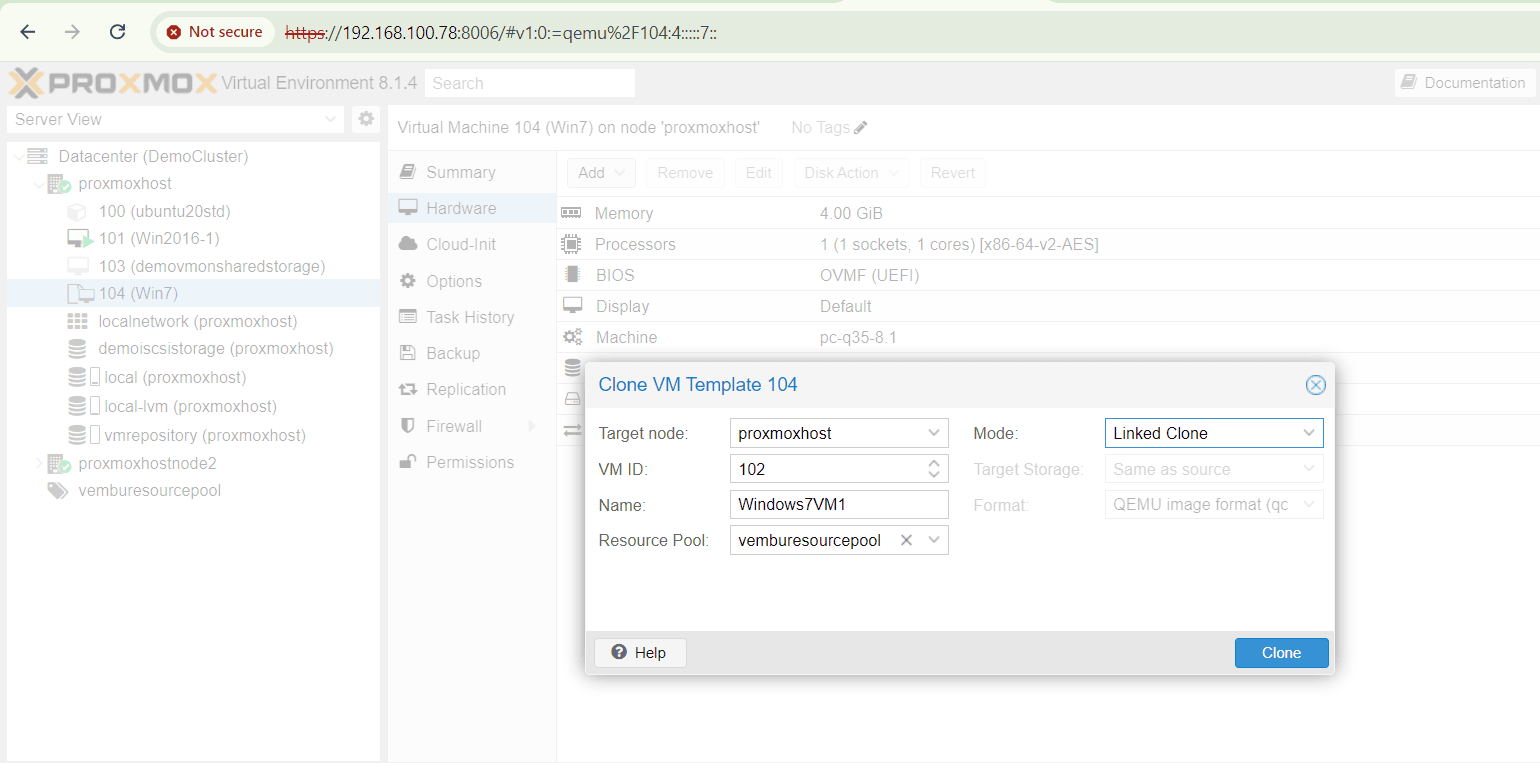 Deploying a VM from Template in proxmox