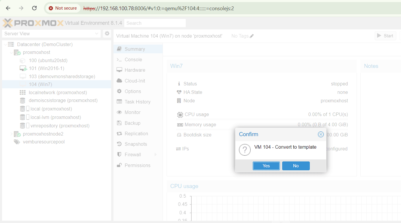 Proxmox VM to Template