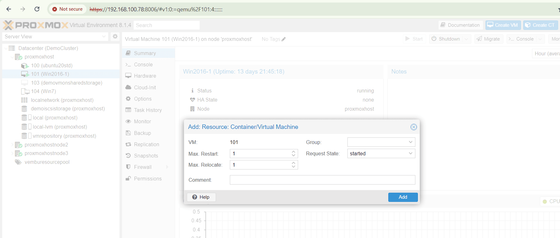 HA proxmox vms