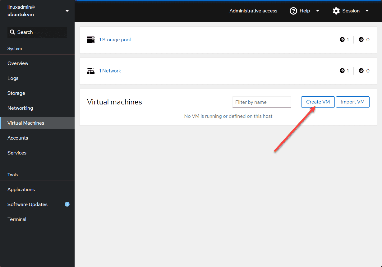 KVM Virtual Machines in Cockpit