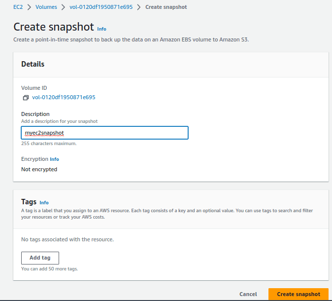 AWS EC2 Instance using EC2 Snapshots