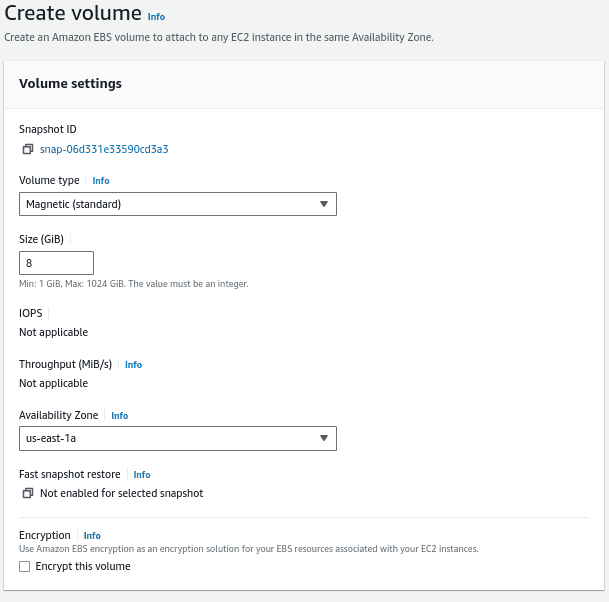 AWS EC2 Instance using EC2 Snapshots