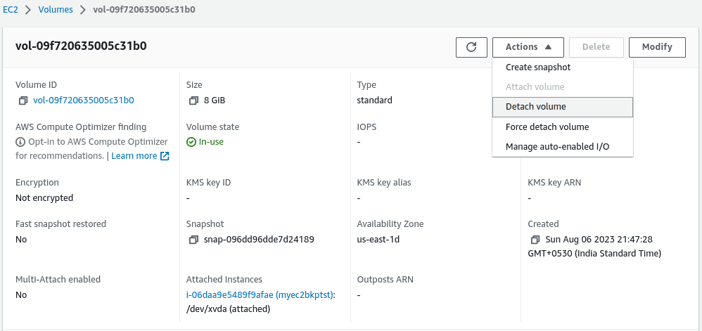 AWS EC2 Instance using EC2 Snapshots