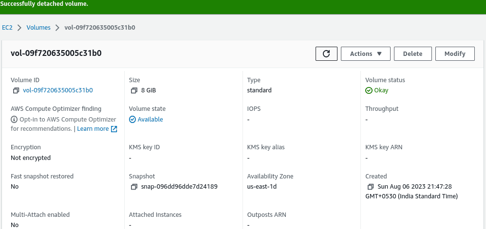 AWS EC2 Instance using EC2 Snapshots