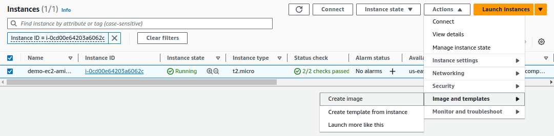 Creating an Amazon Machine Image (AMI) from an AWS EC2 Instance